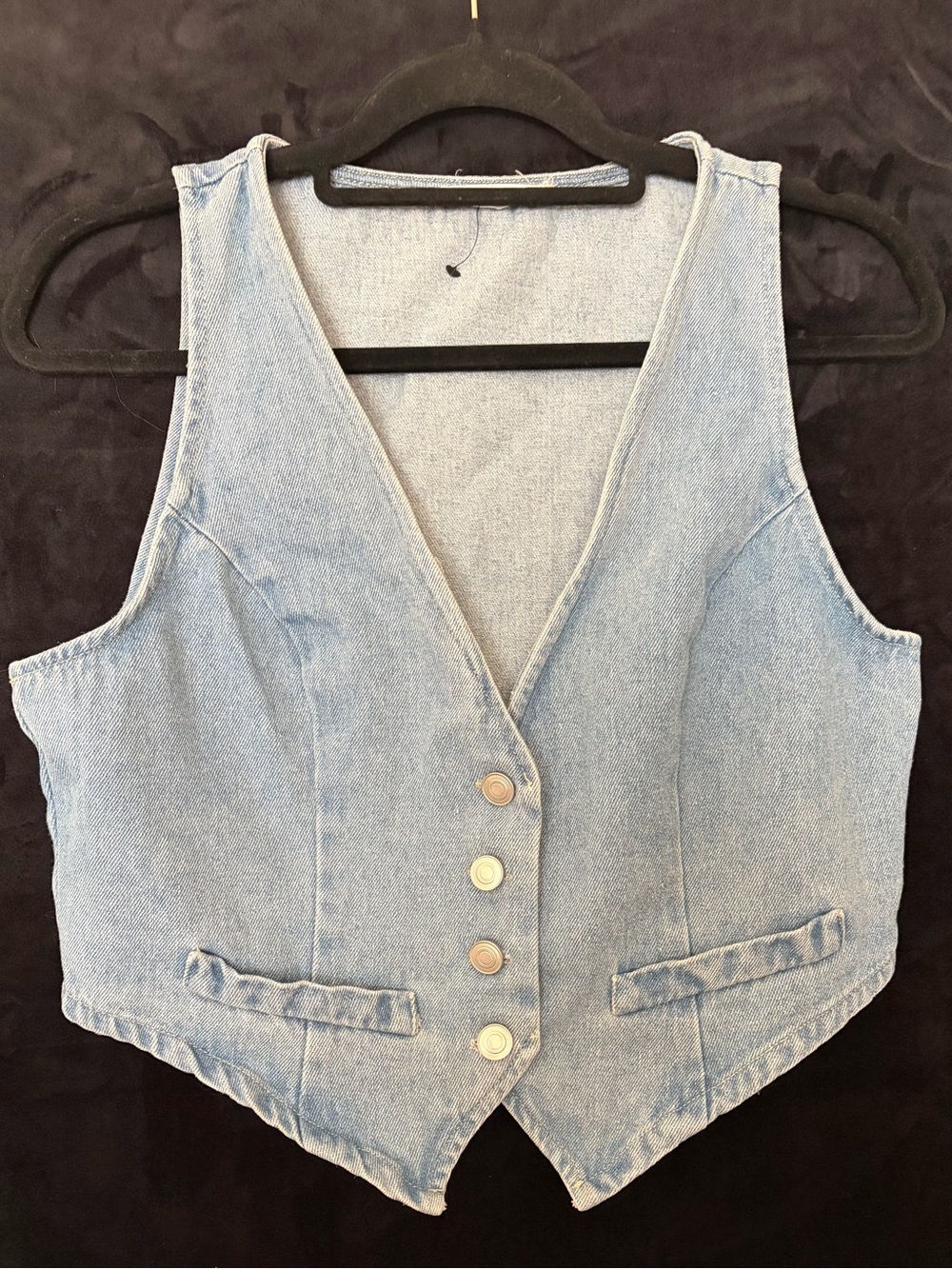 12th Tribe Light Wash Denim Button Front Vest Women’s L